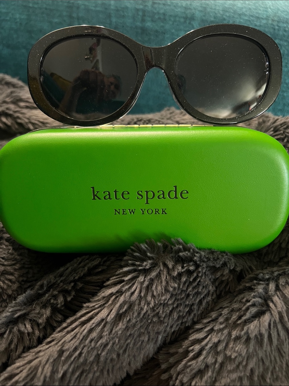kate spade Black glittery oversized oval Sunglasses - full inclusion